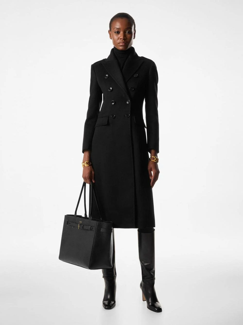 Black Grain Leather Audrey Medium Tote - Image 2