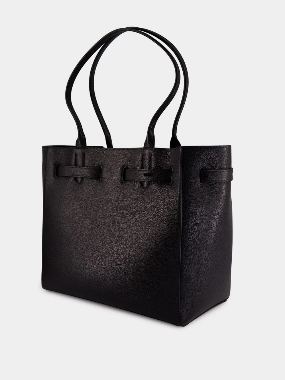 Black Grain Leather Audrey Medium Tote - Image 5