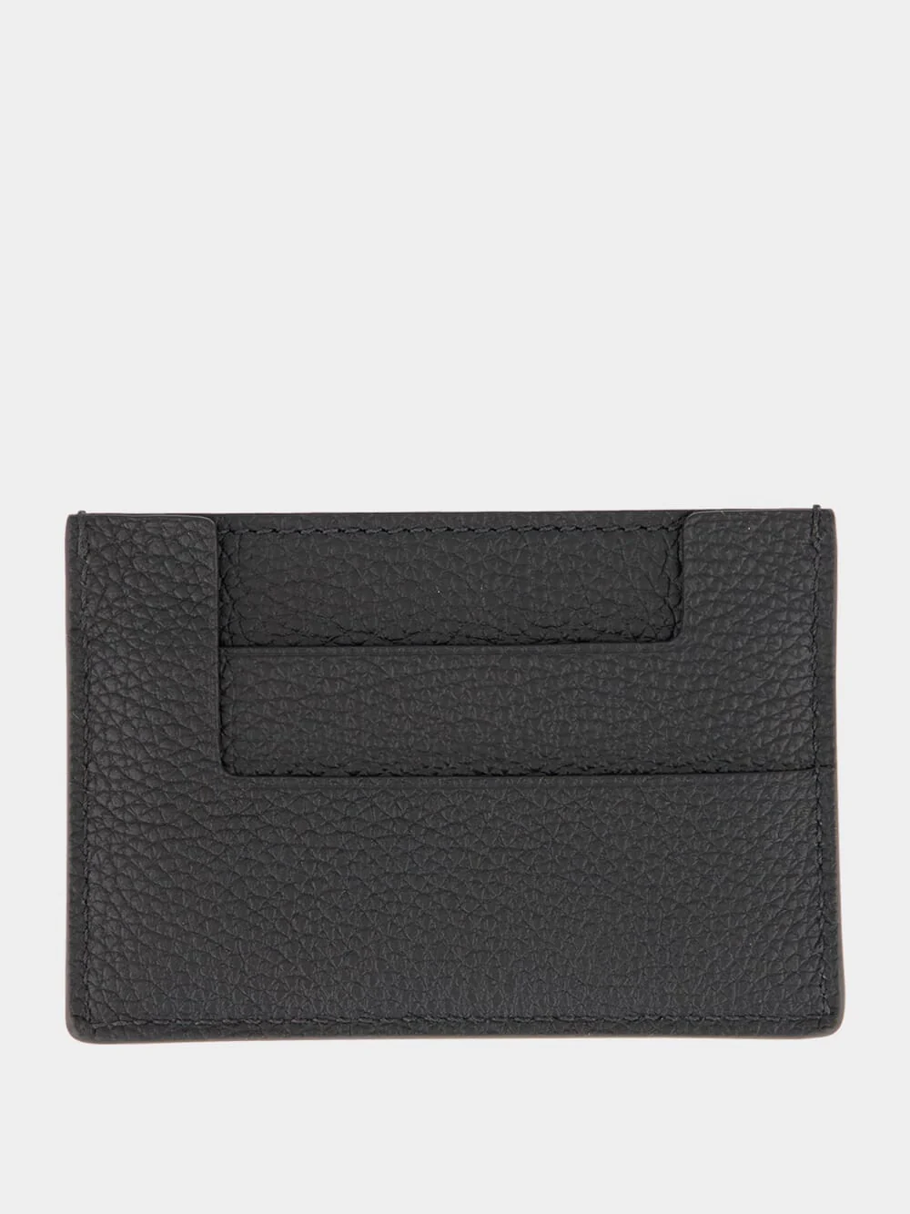 Black Grain Leather Card Holder - Image 2