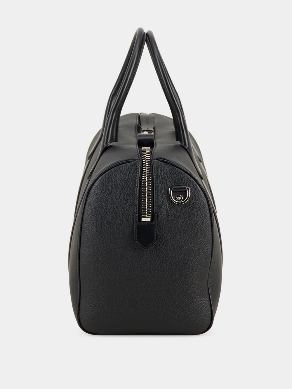 Black Grain Leather Duffle Messenger Bag - Image 4