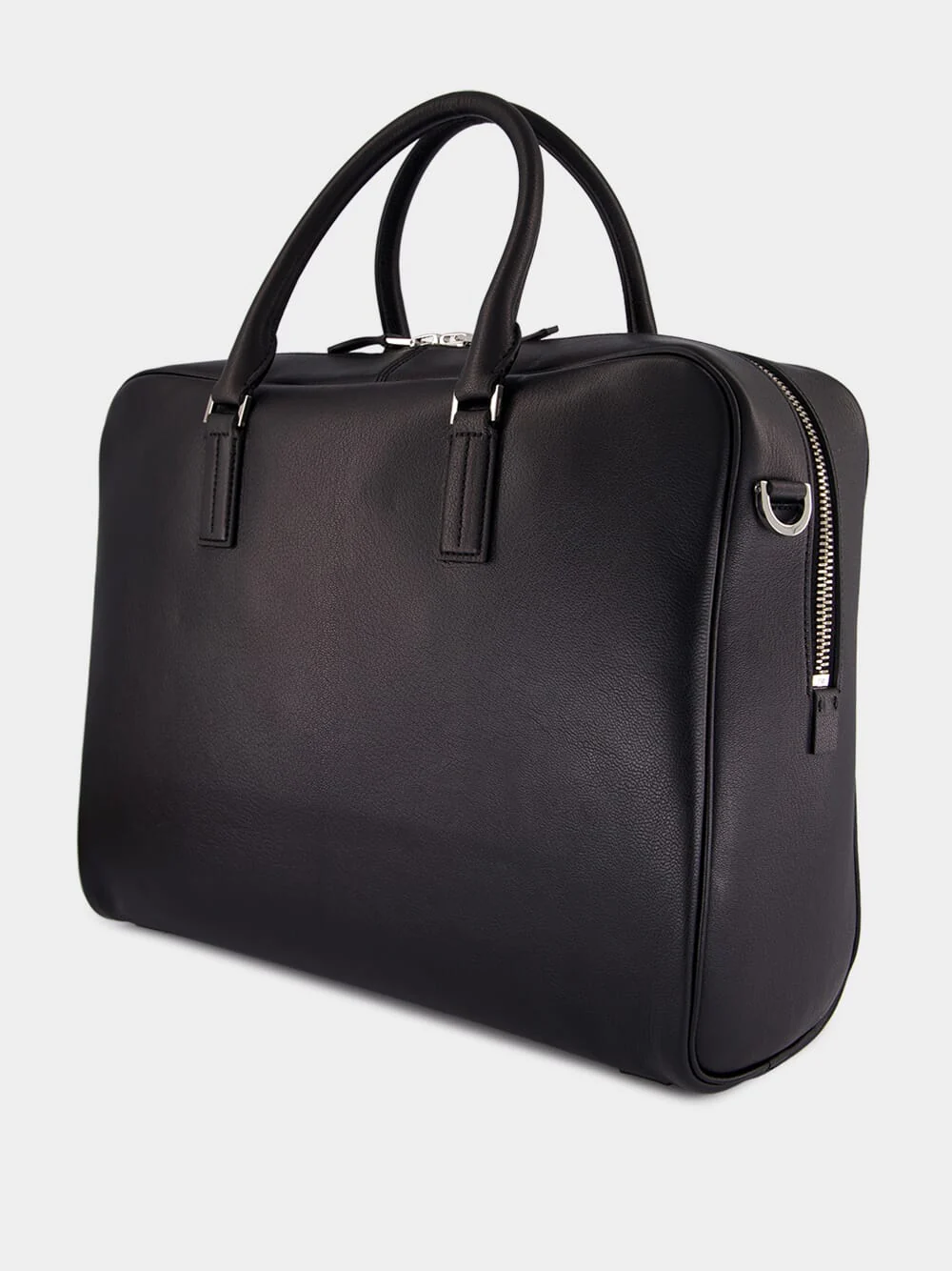 Black Grain Leather Minimal Briefcase - Image 6