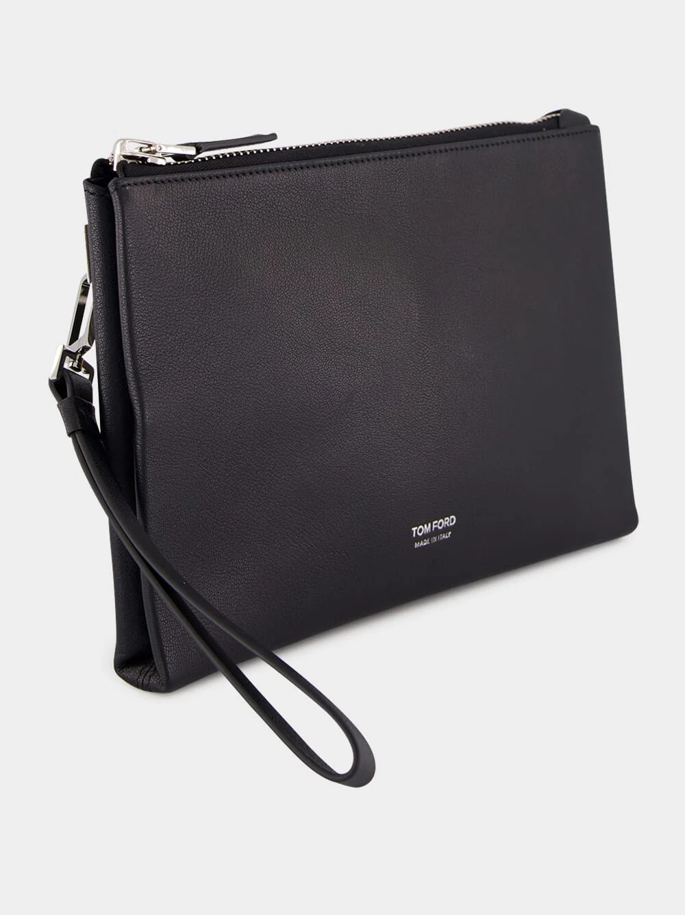 Black Grain Leather Minimal Slim Pouch - Image 2