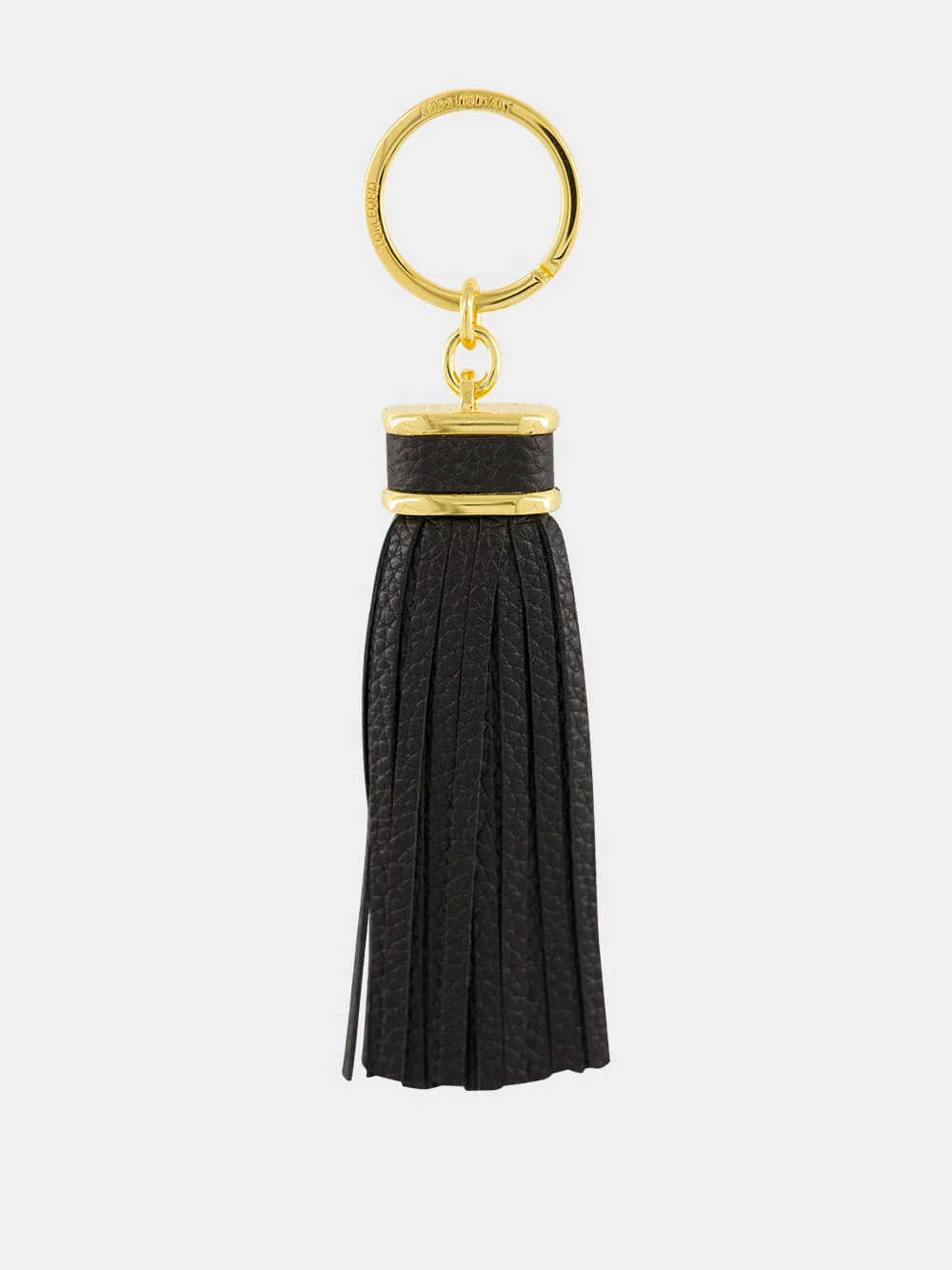 Black Grain Leather T Tassel Keyring
