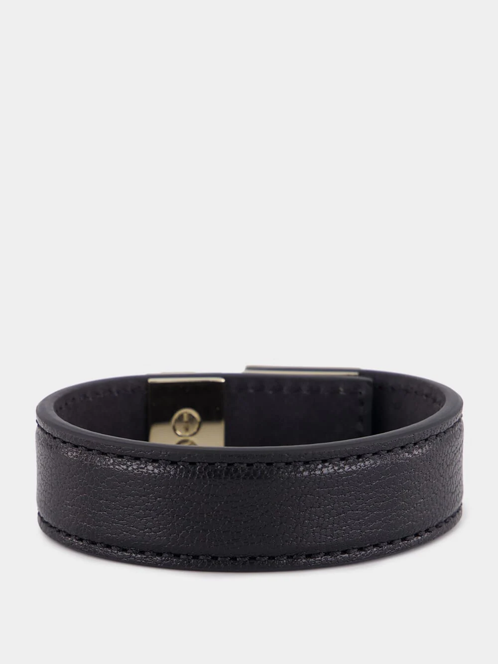 Black Leather and Brass Bracelet - Image 2