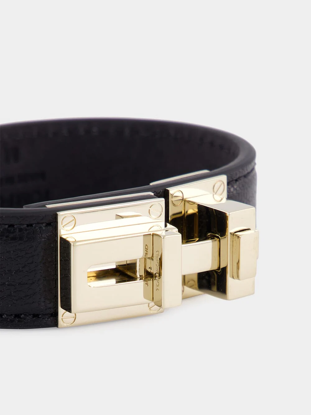 Black Leather and Brass Bracelet - Image 3