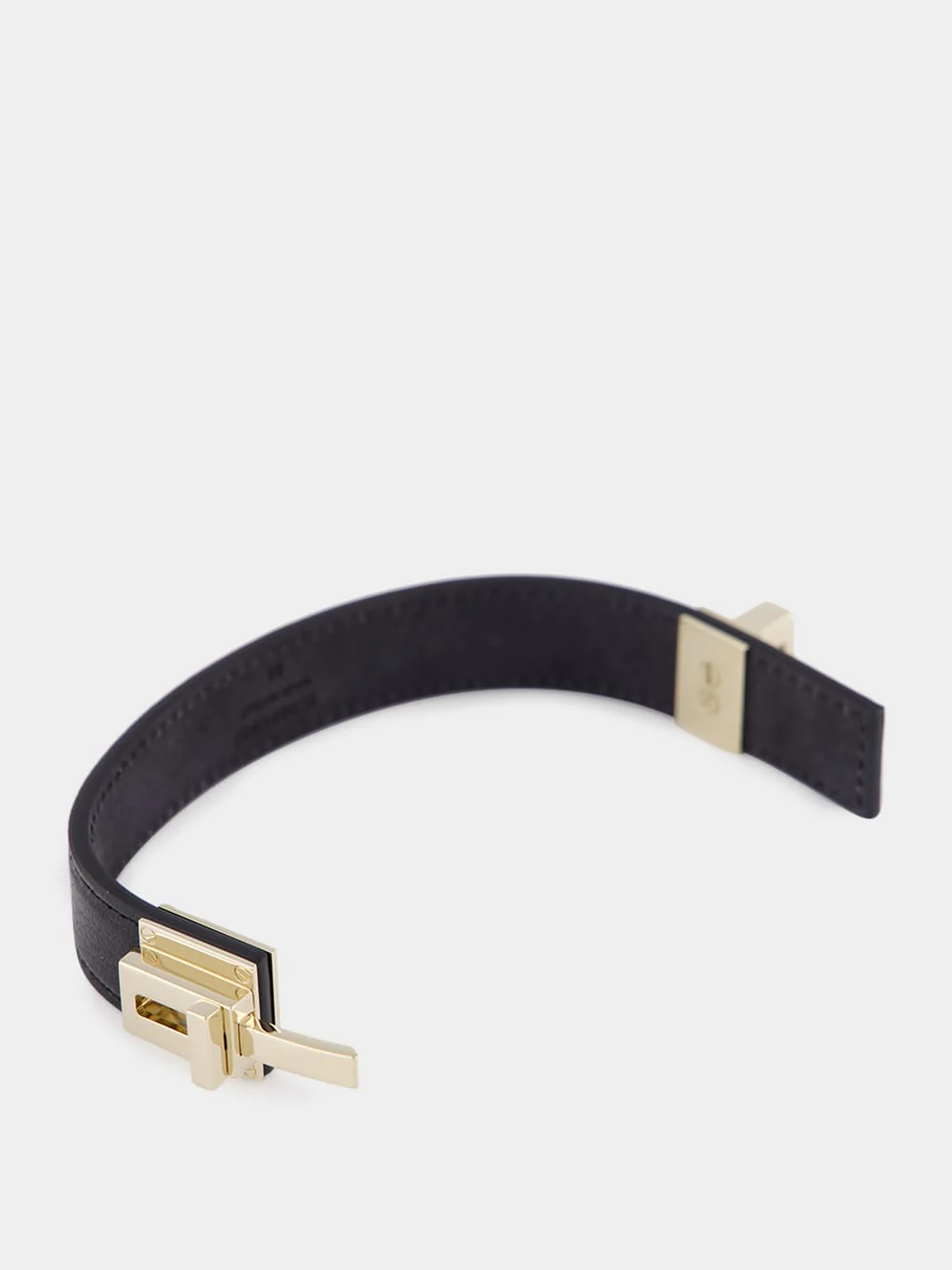 Black Leather and Brass Bracelet - Image 4