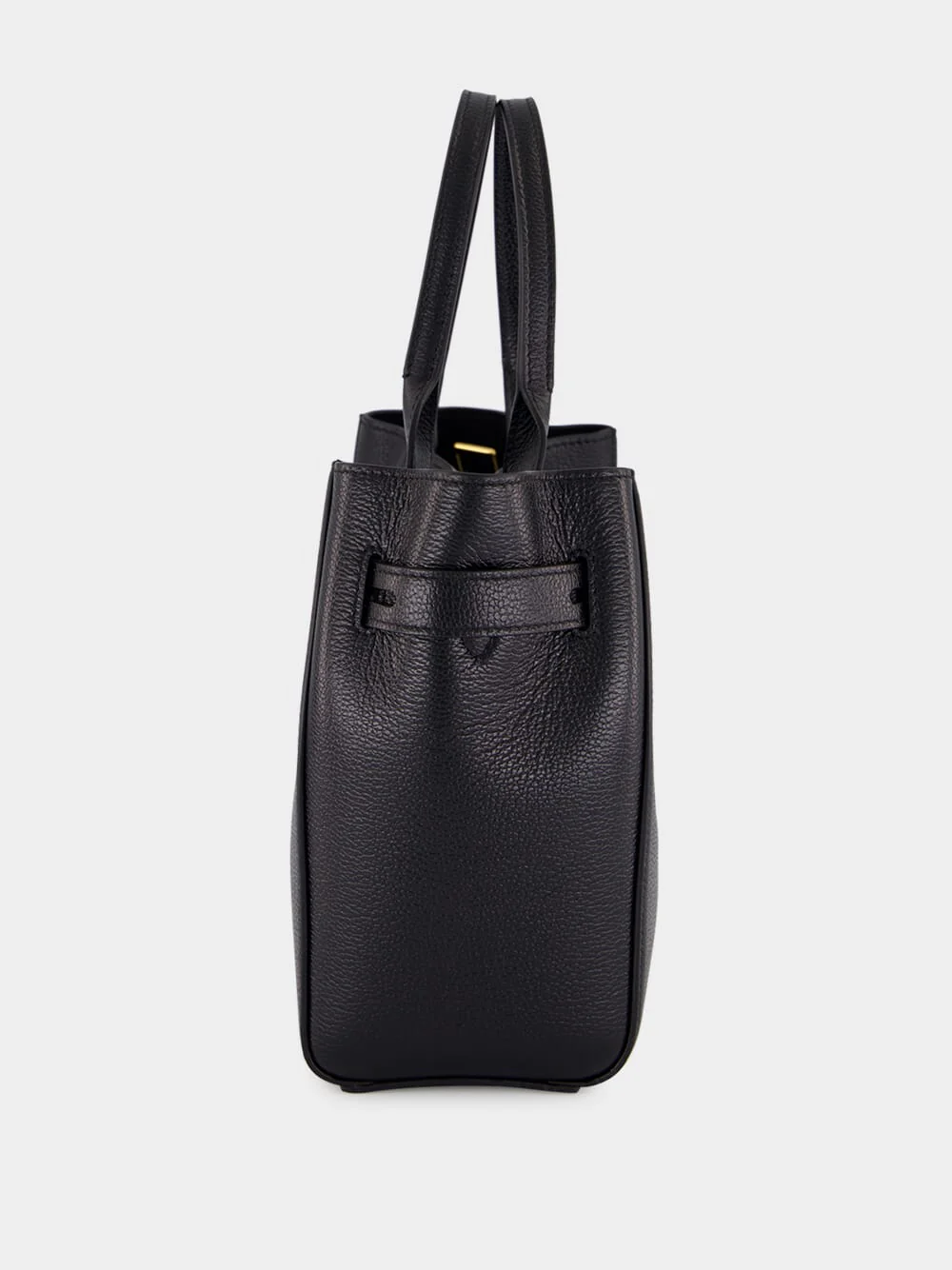 Black Leather Belted Tote Bag - Image 3