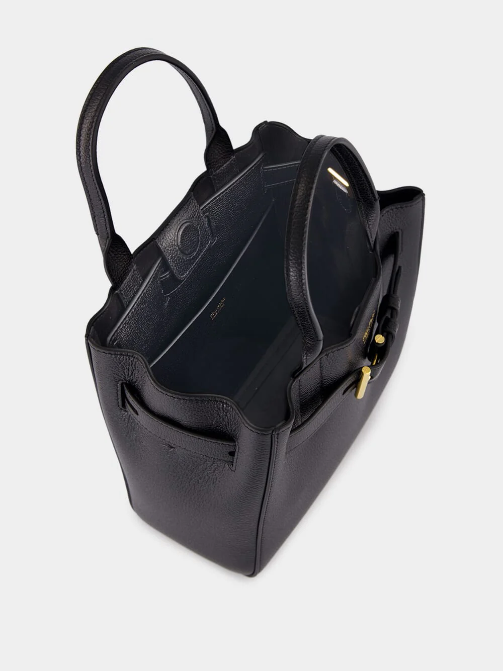 Black Leather Belted Tote Bag - Image 5