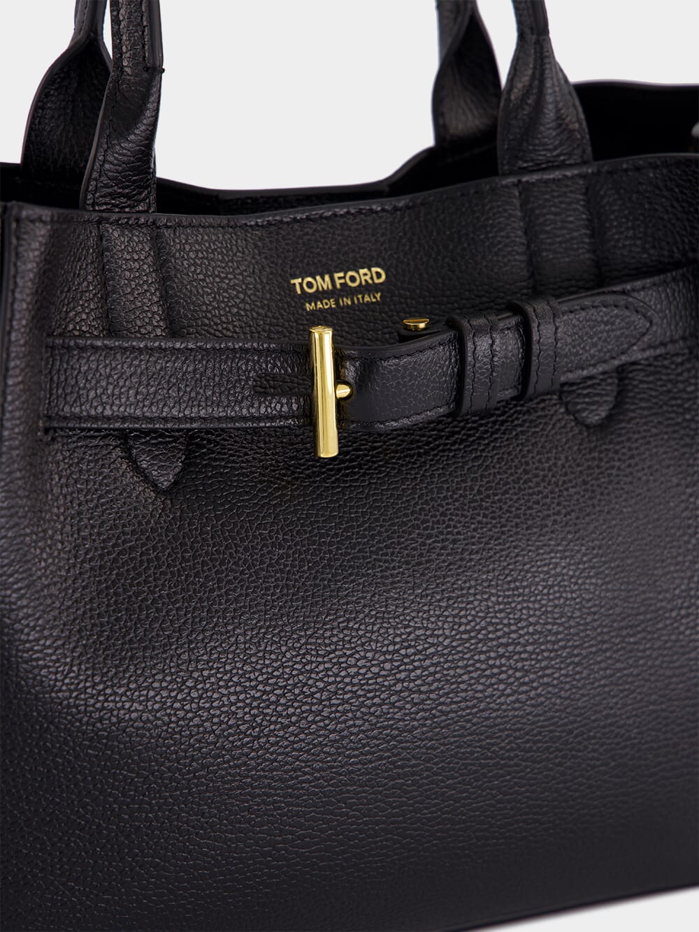 Black Leather Belted Tote Bag - Image 6