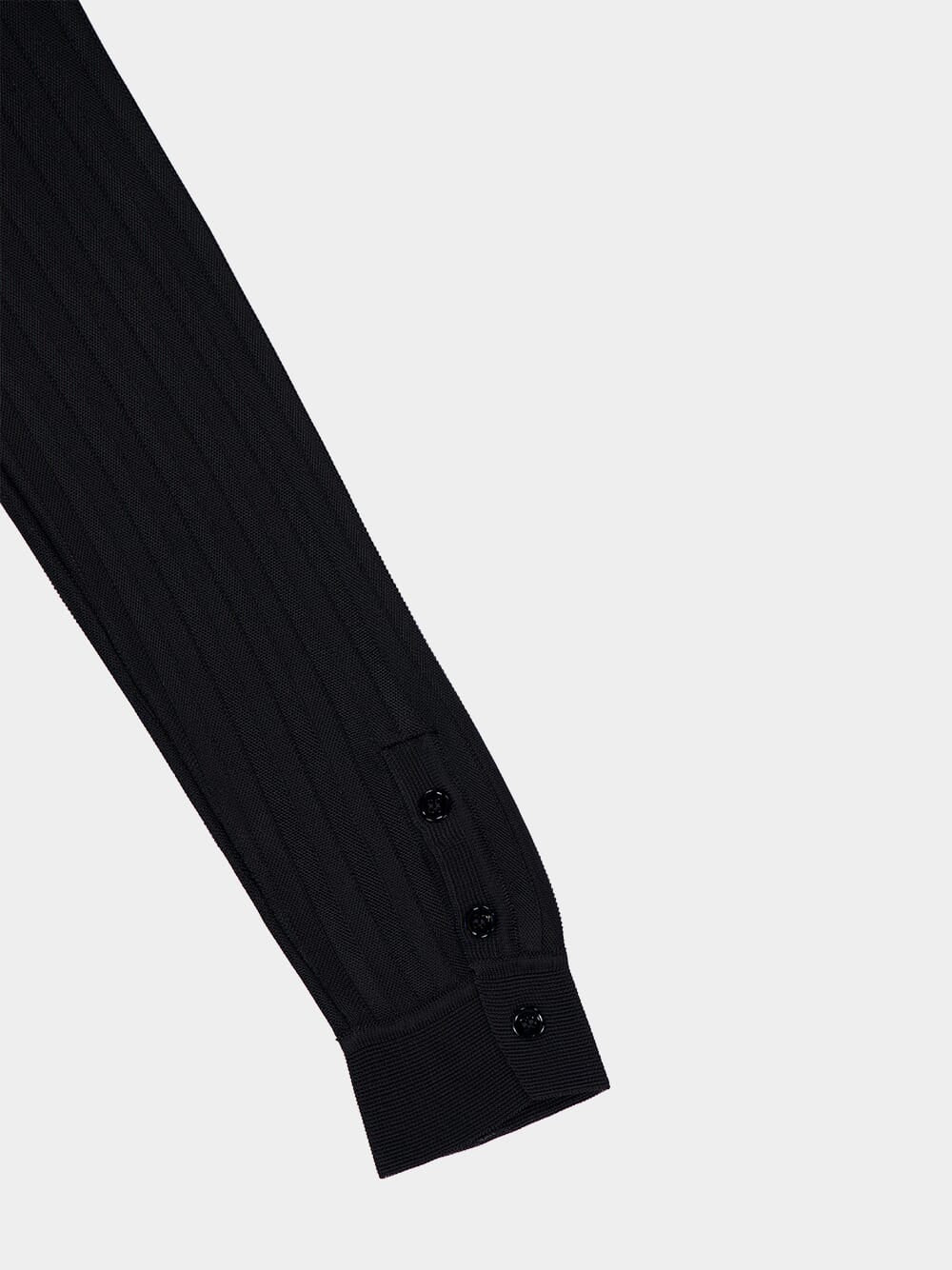 Black Long-Sleeve Knit Shirt - Image 4