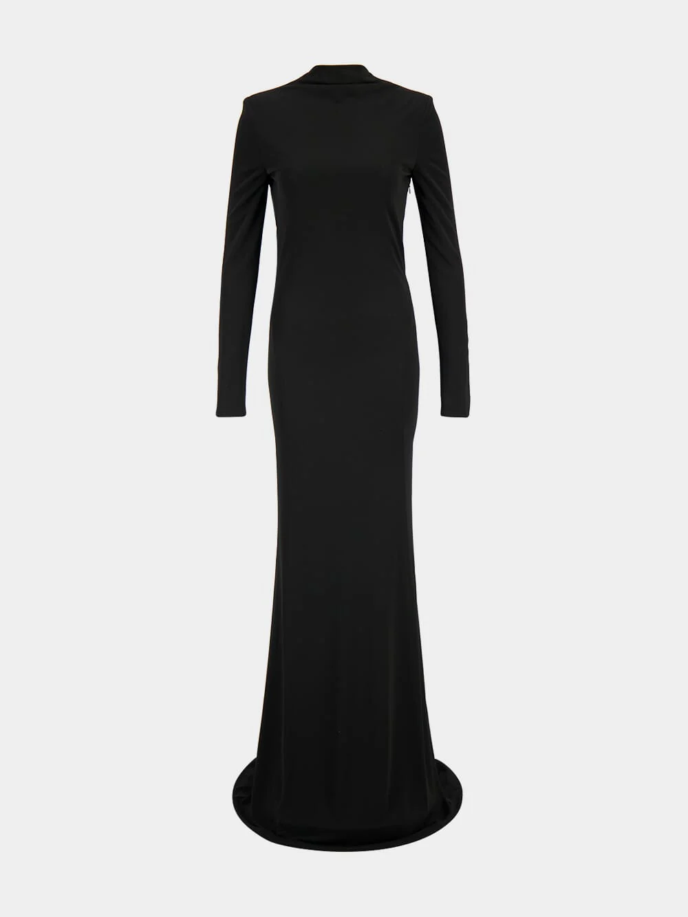 Black Maxi Long Sleeve Crepe Jersey Dress