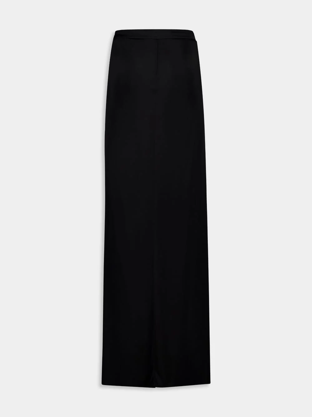 Black Maxi Skirt in Textured Lustrous Jersey - Image 2