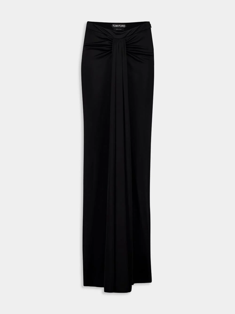 Black Maxi Skirt in Textured Lustrous Jersey - Image 4