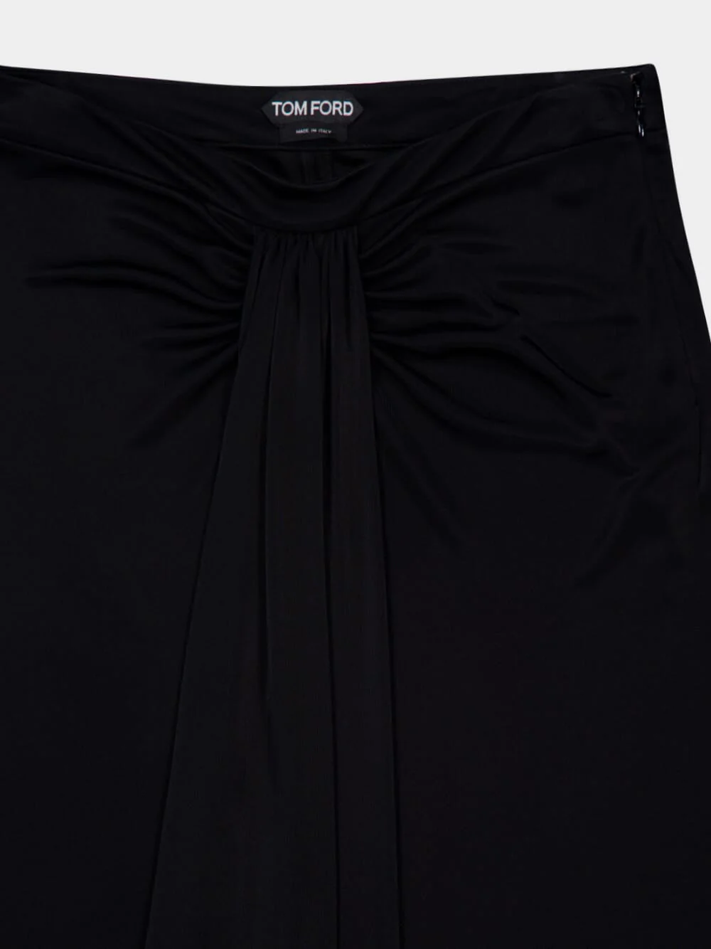 Black Maxi Skirt in Textured Lustrous Jersey - Image 6