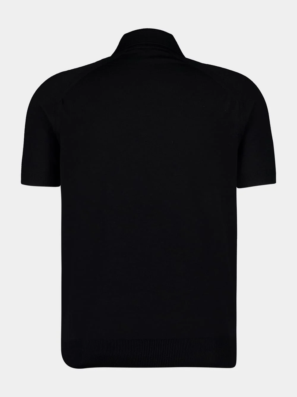 Black Merino Wool Fine Gauge Polo - Image 2