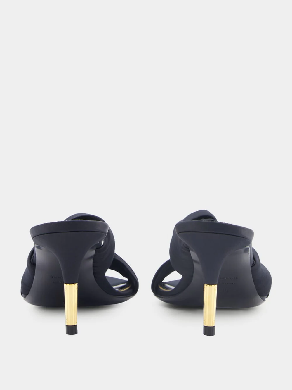 Black Pleated Satin Knot-Detail Mule Sandals - Image 5