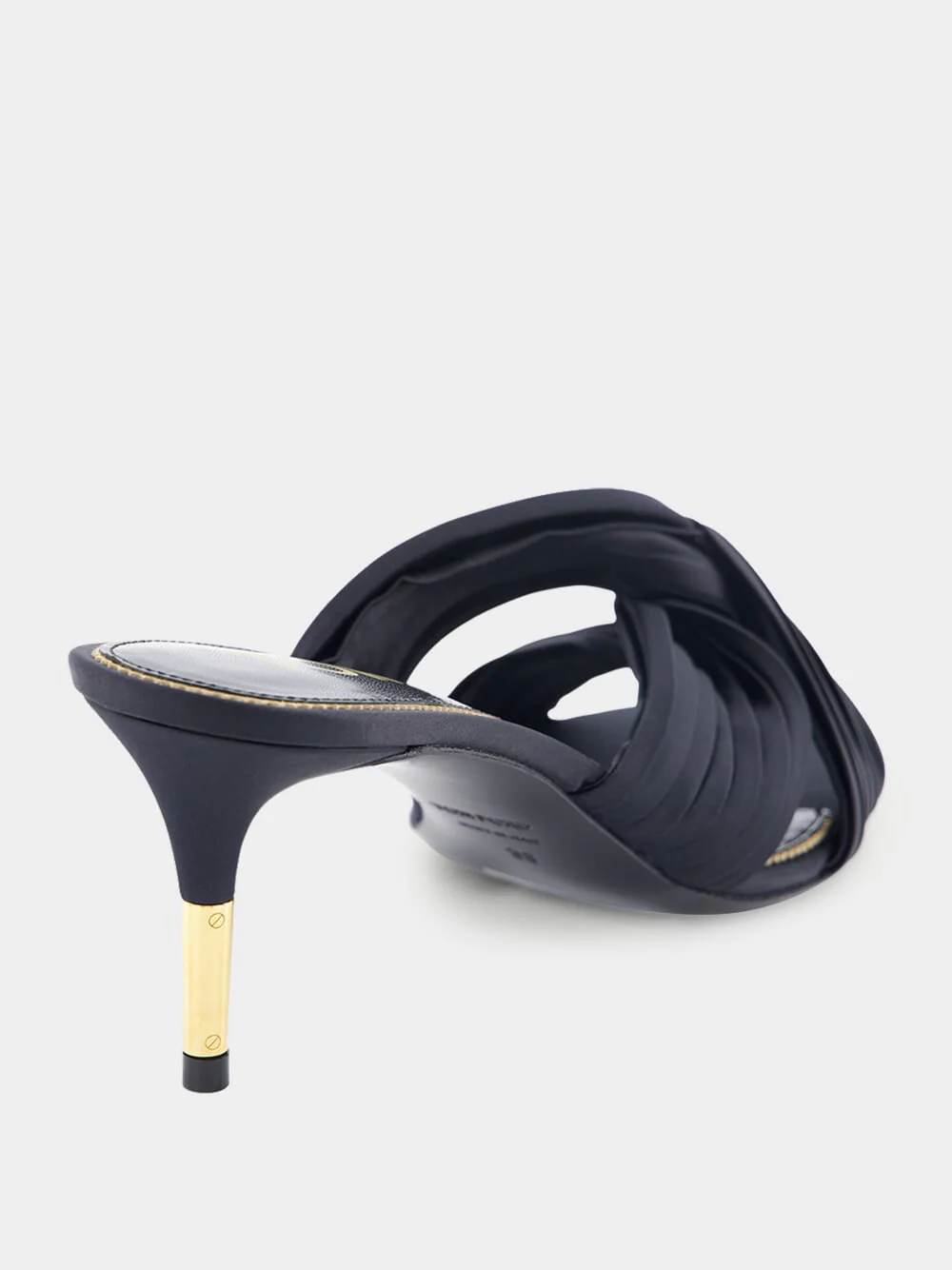 Black Pleated Satin Knot-Detail Mule Sandals - Image 6
