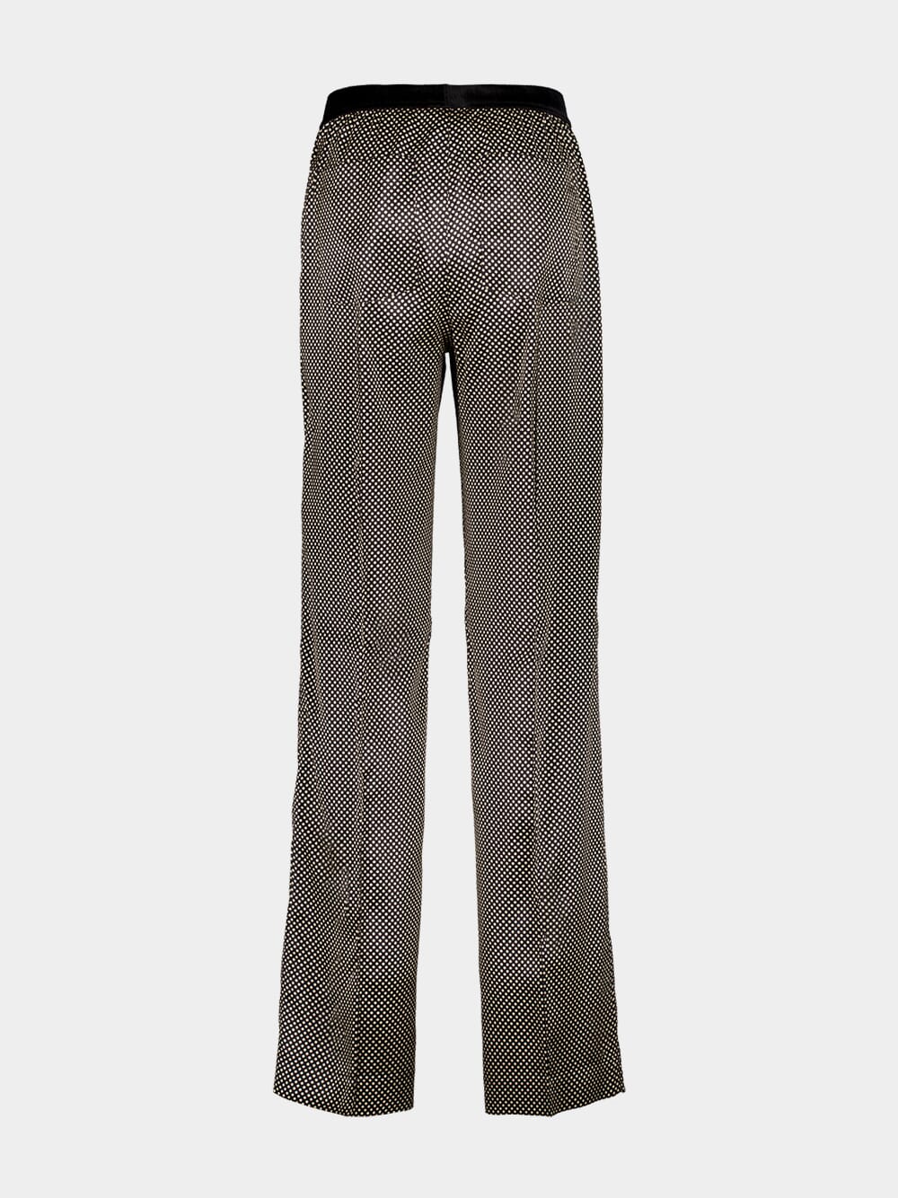 Black Polka Dot Silk Satin PJ Pants - Image 2