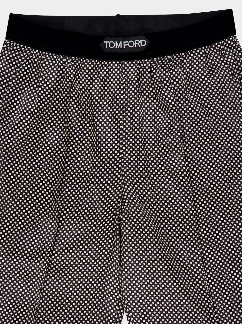 Black Polka Dot Silk Satin PJ Pants - Image 3