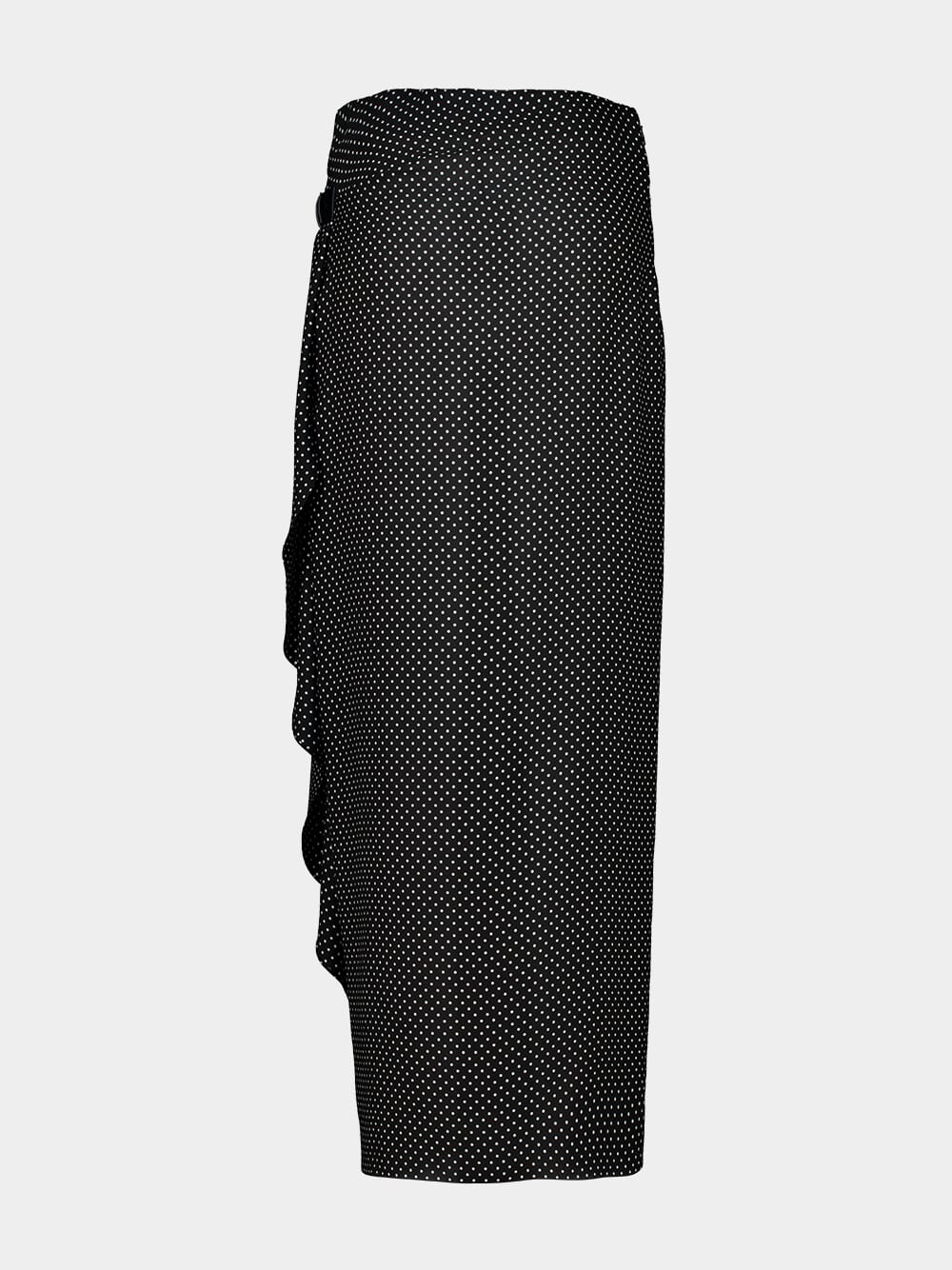 Black Polka Dot Silk Wrap Skirt - Image 3