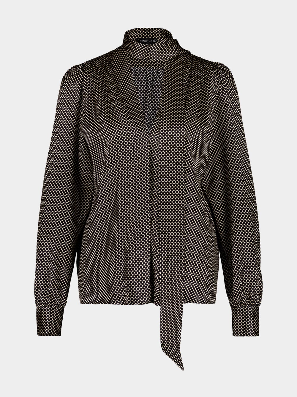 Black Polka Dot Stretch Satin Shirt - Image 4