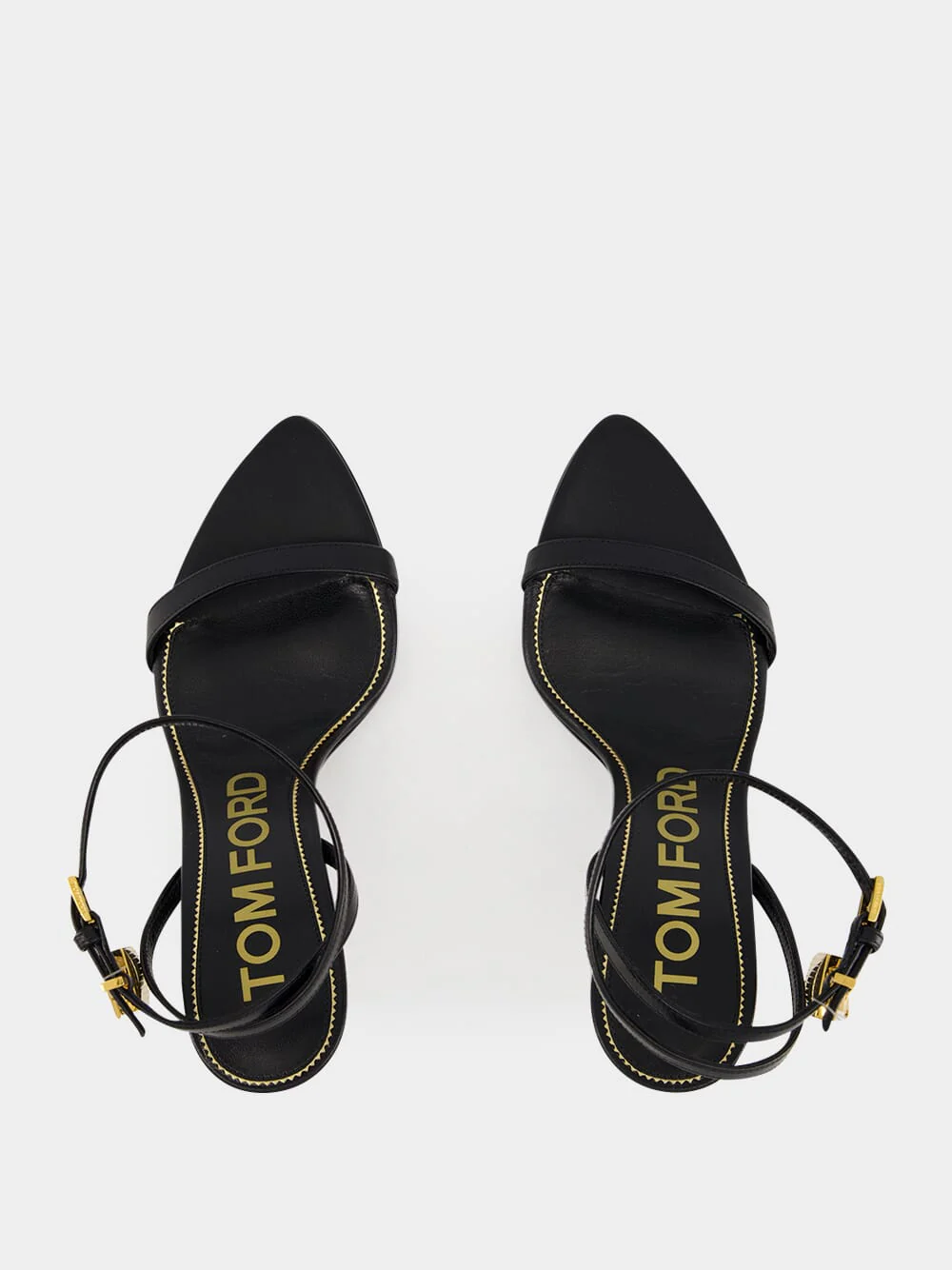 Black Shiny Leather Padlock Pointy Naked Sandal - Image 4