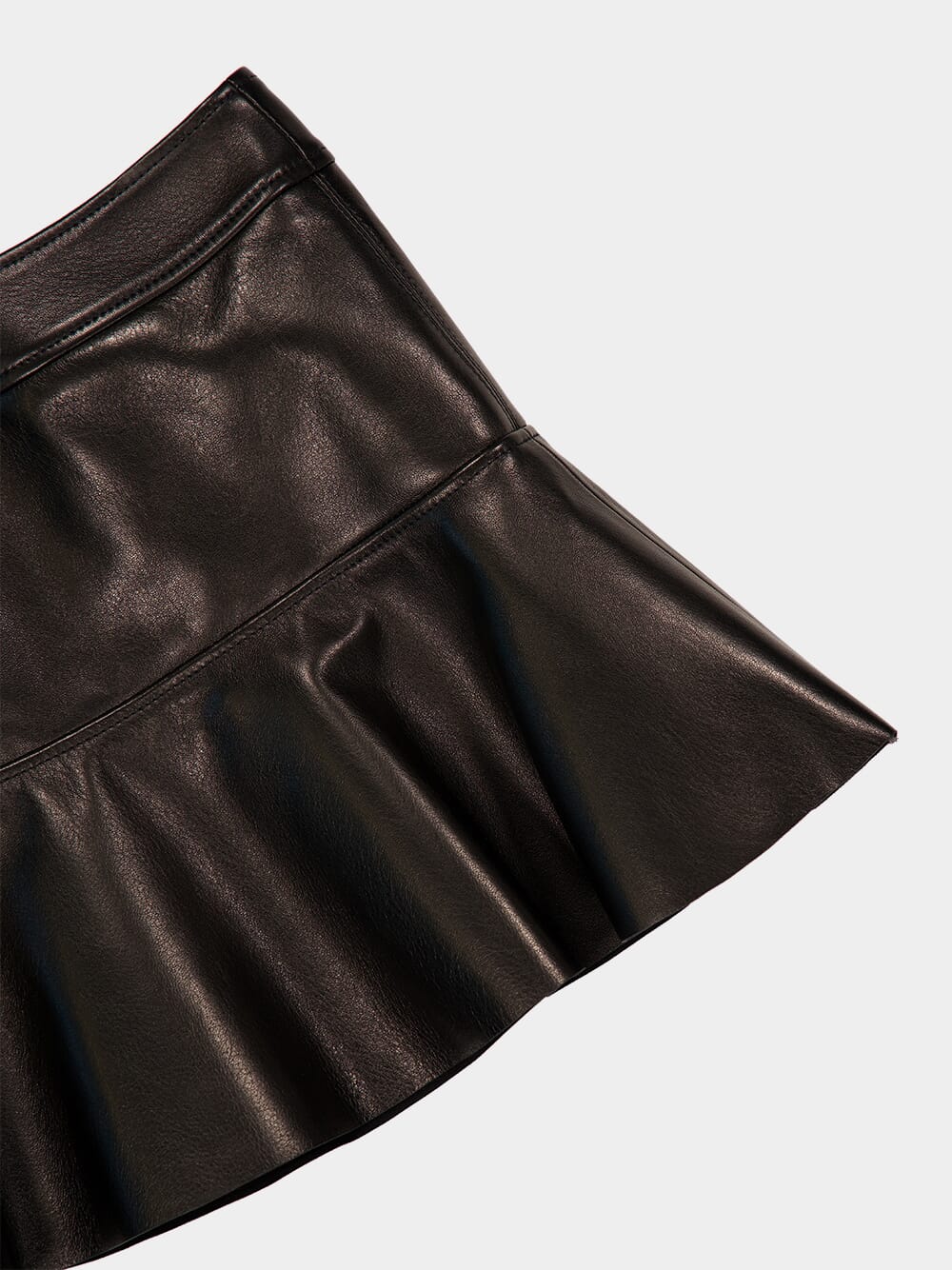 Black Shiny Plonge Leather Mini Skirt - Image 4