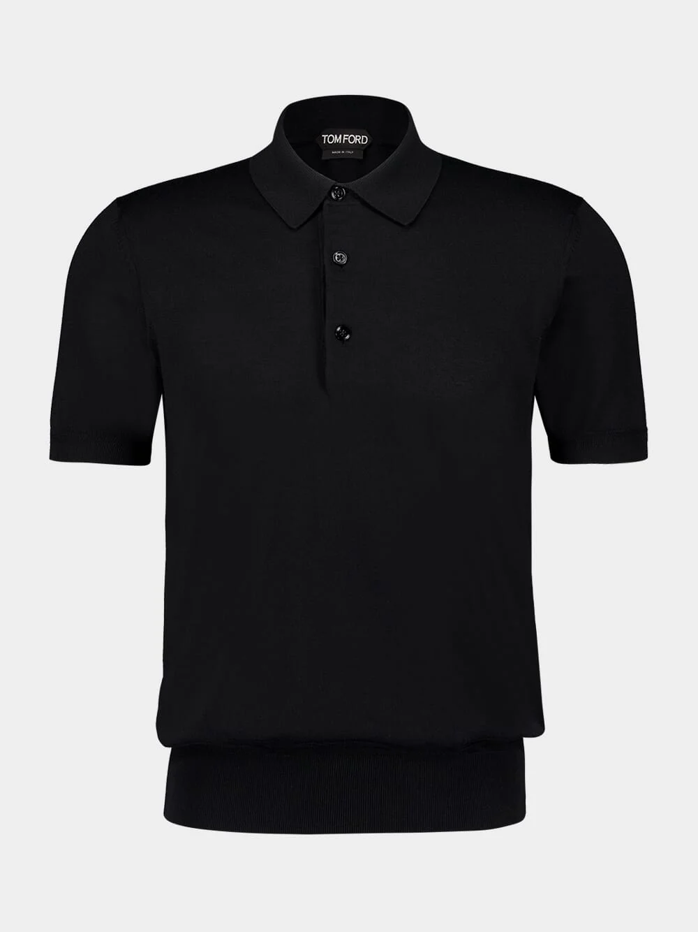 Black Short-Sleeve Cotton Polo Shirt