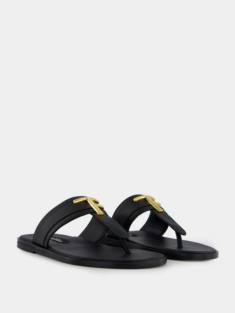Black Smooth Leather Sandals - Image 3
