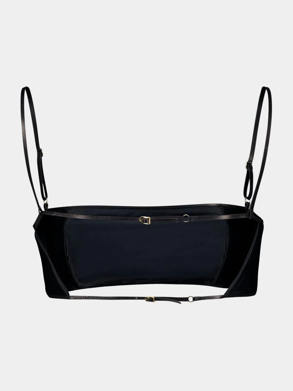 Black Stretch Satin Bandeau Bralette - Image 2