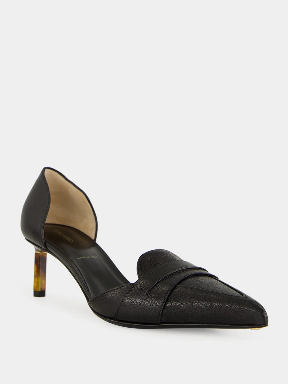Black Supple Grain Leather D'Orsay Pumps - Image 2
