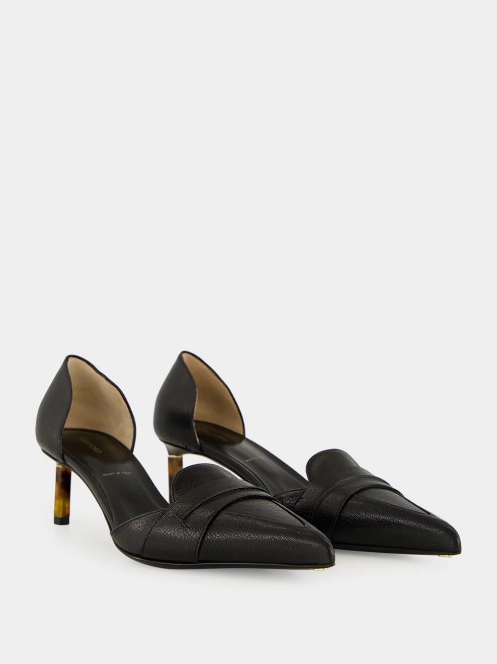 Black Supple Grain Leather D'Orsay Pumps - Image 3