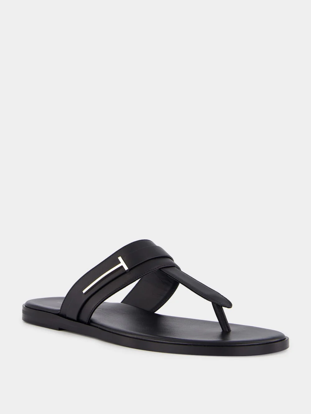 Black T-Sandal Smooth Leather - Image 3