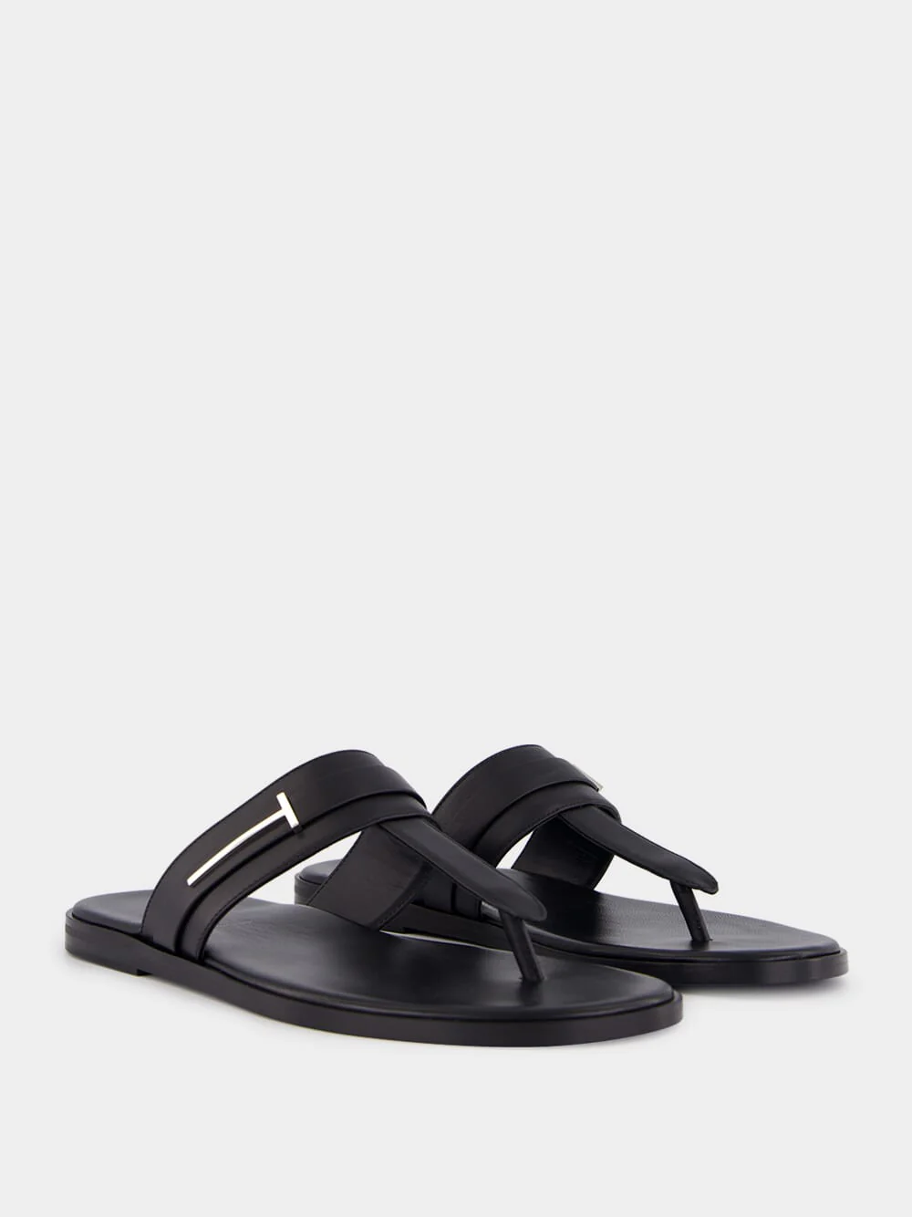 Black T-Sandal Smooth Leather - Image 4