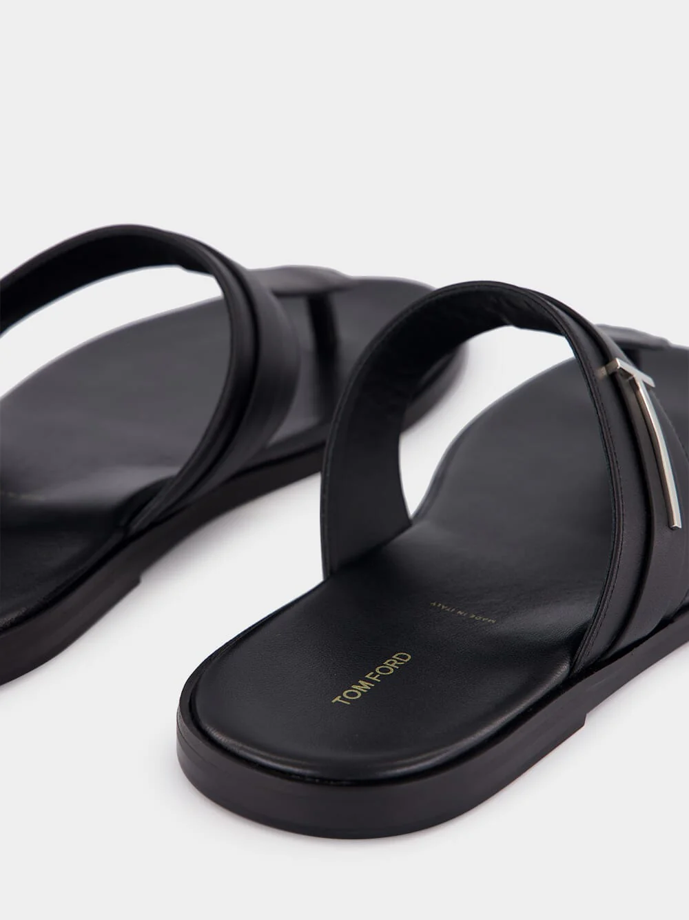 Black T-Sandal Smooth Leather - Image 7