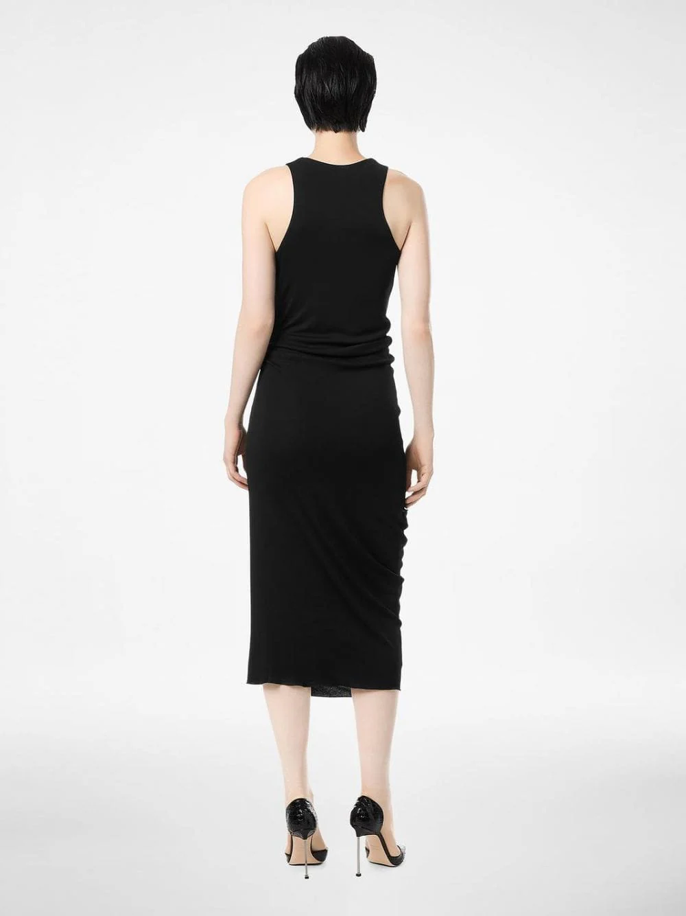 Black Tank Dress with Leather Buckle Detail - Image 4