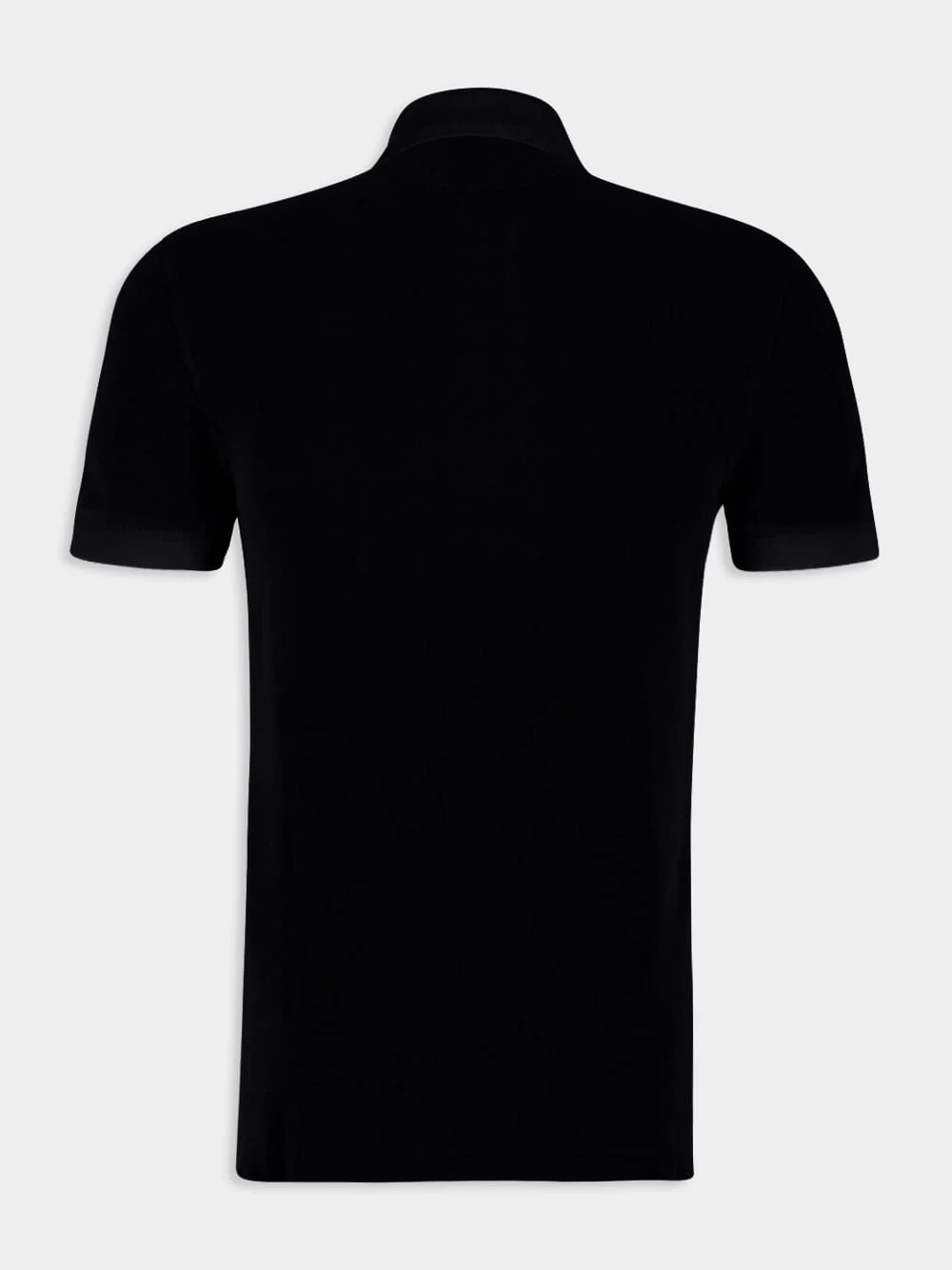 Black Towelling Cotton Polo Shirt - Image 2