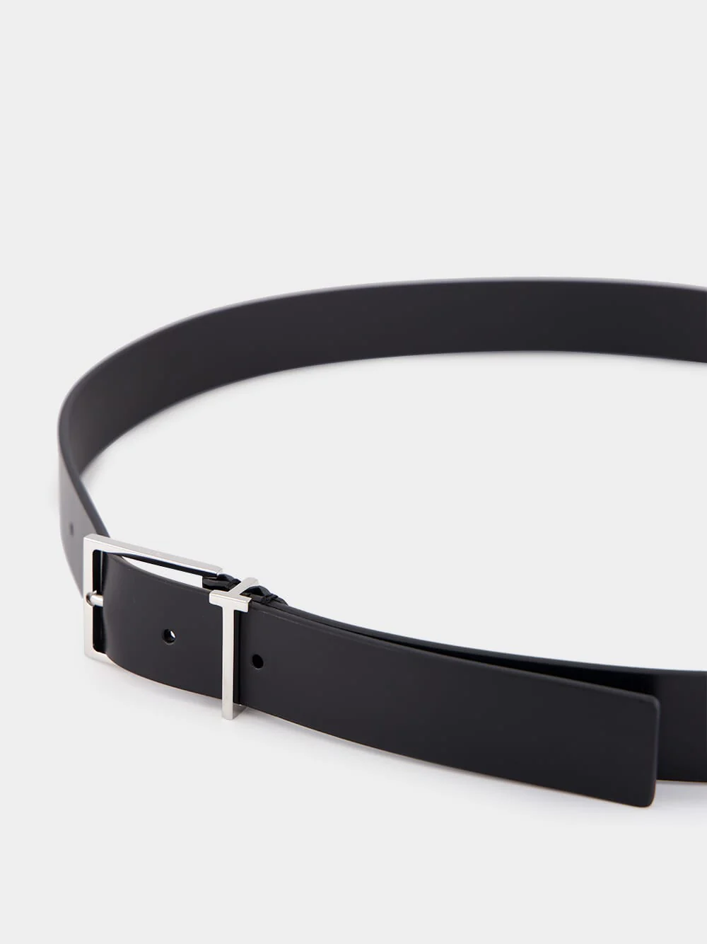 Black Vacchetta Leather T-Loop Belt - Image 2