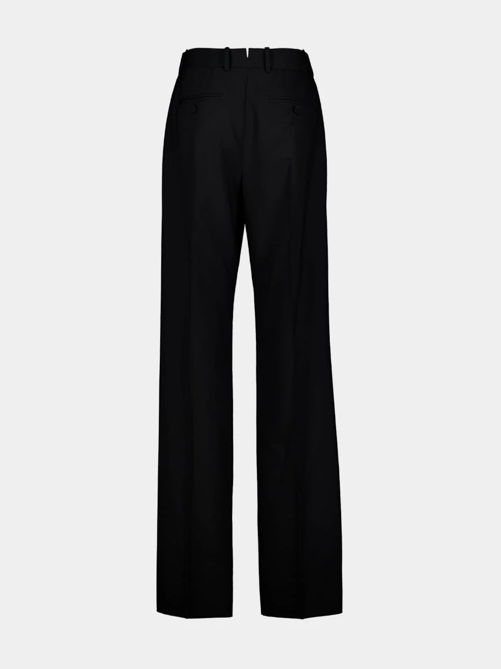 Black Wool Straight-Leg Trousers - Image 2