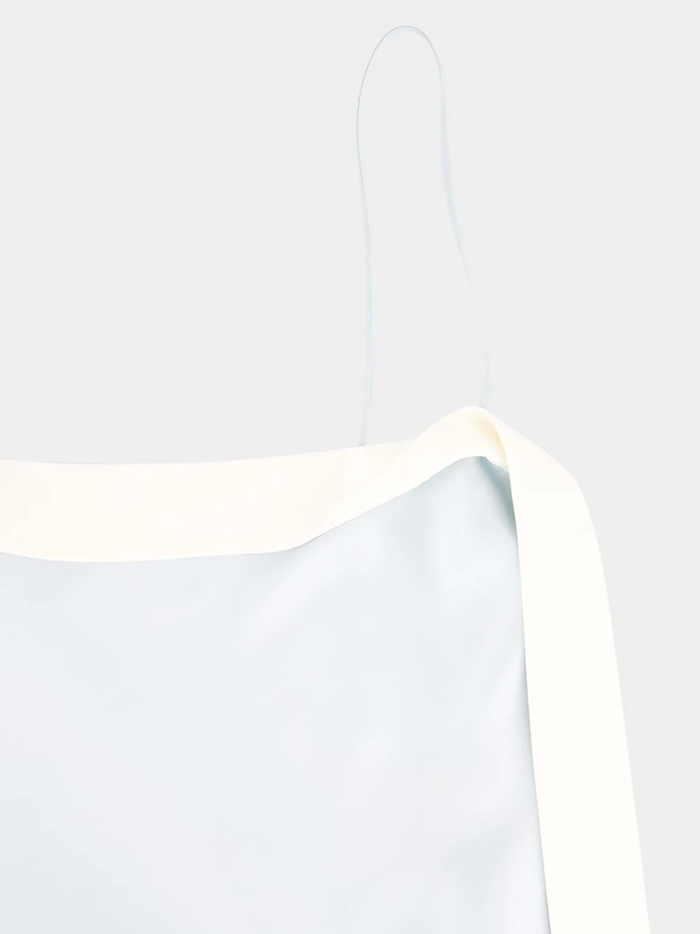 Blue Silk Satin Camisole Top with Tuxedo Band - Image 3