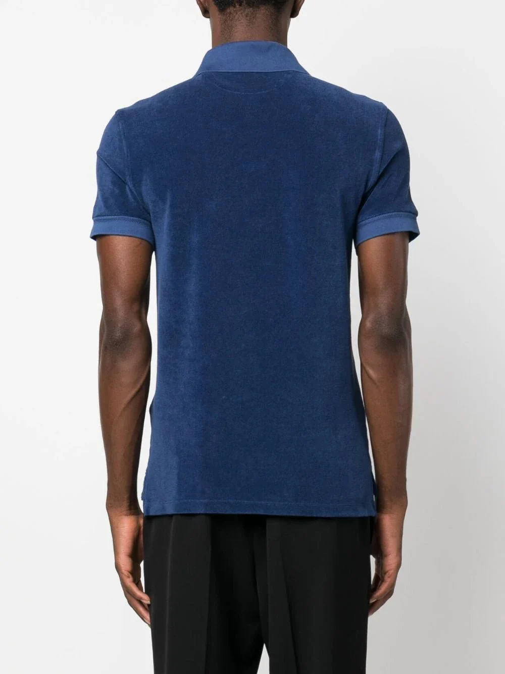 Blue Towelling-Finish Polo Shirt - Image 5