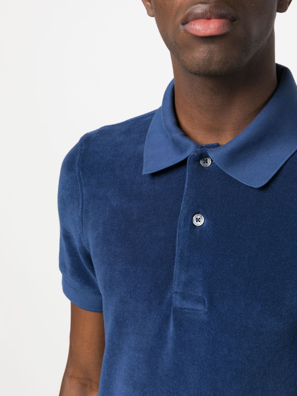 Blue Towelling-Finish Polo Shirt - Image 6