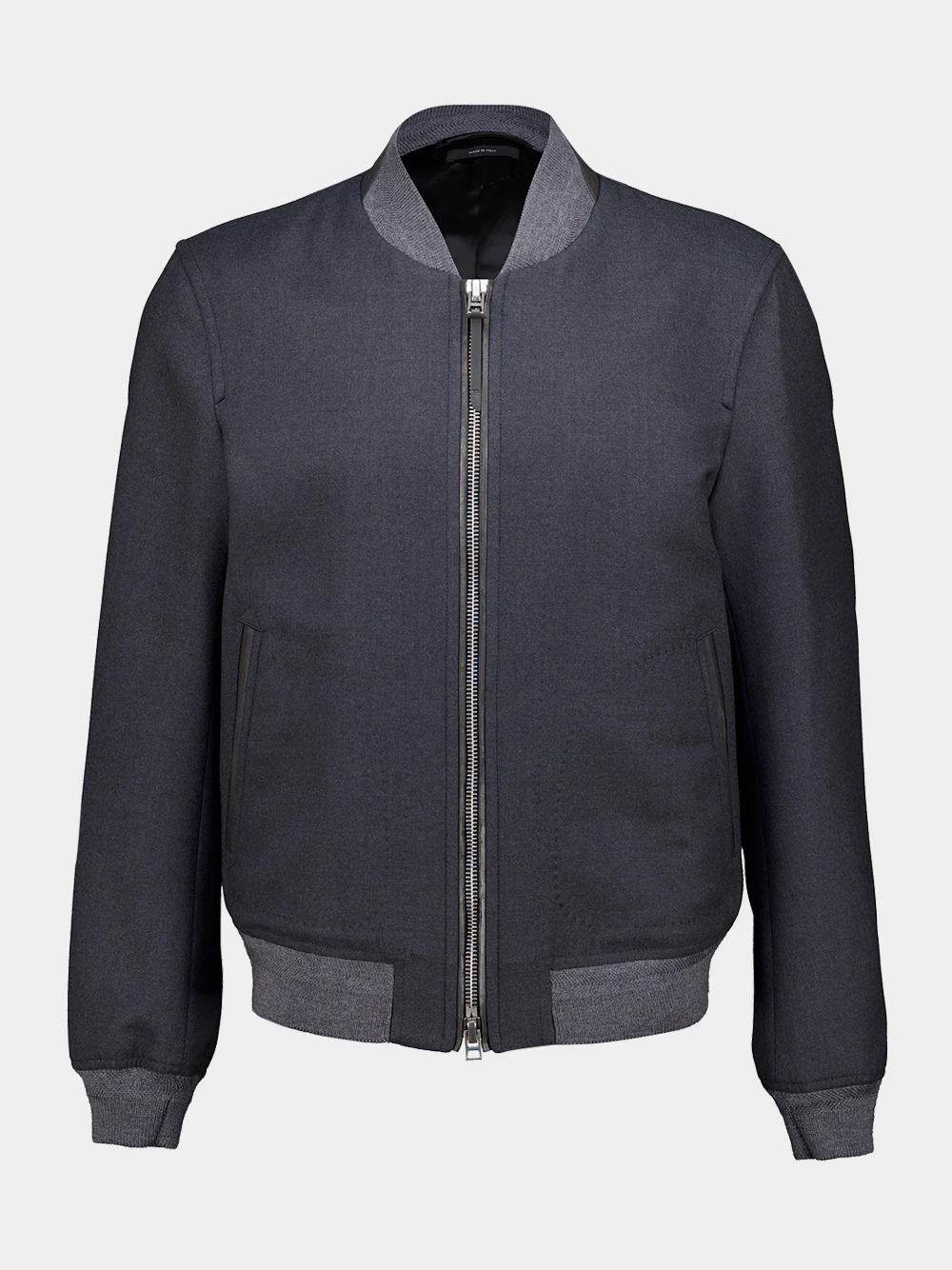 Grey Mélange Wool Bomber Jacket