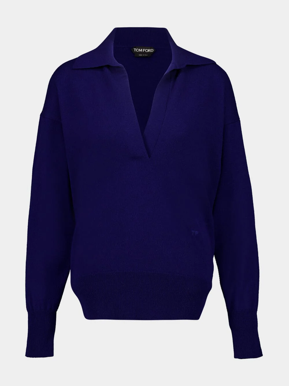 Bright Navy Long Sleeve Cashmere Polo