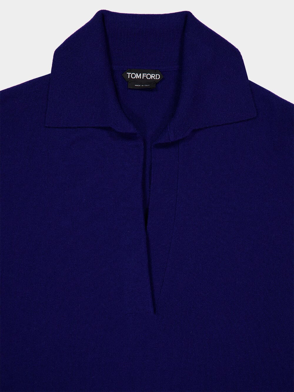 Bright Navy Long Sleeve Cashmere Polo - Image 3