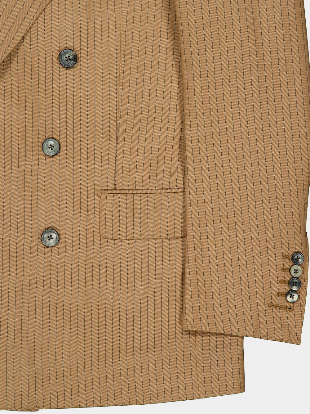 Camel Saxony Stripe Wool Blazer - Image 4