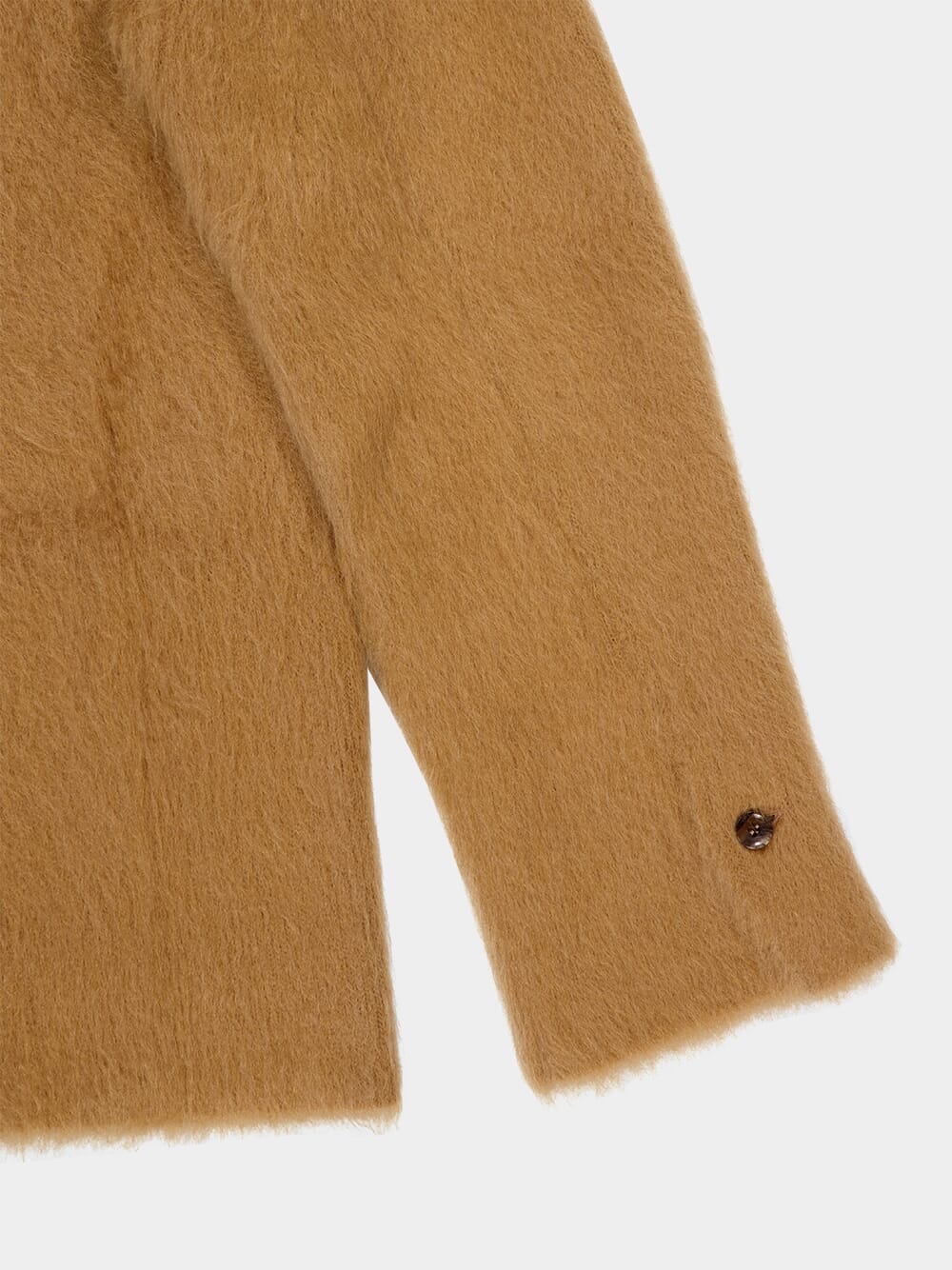 Caramel Beige Mohair-Blend Double-Breasted Jacket - Image 6