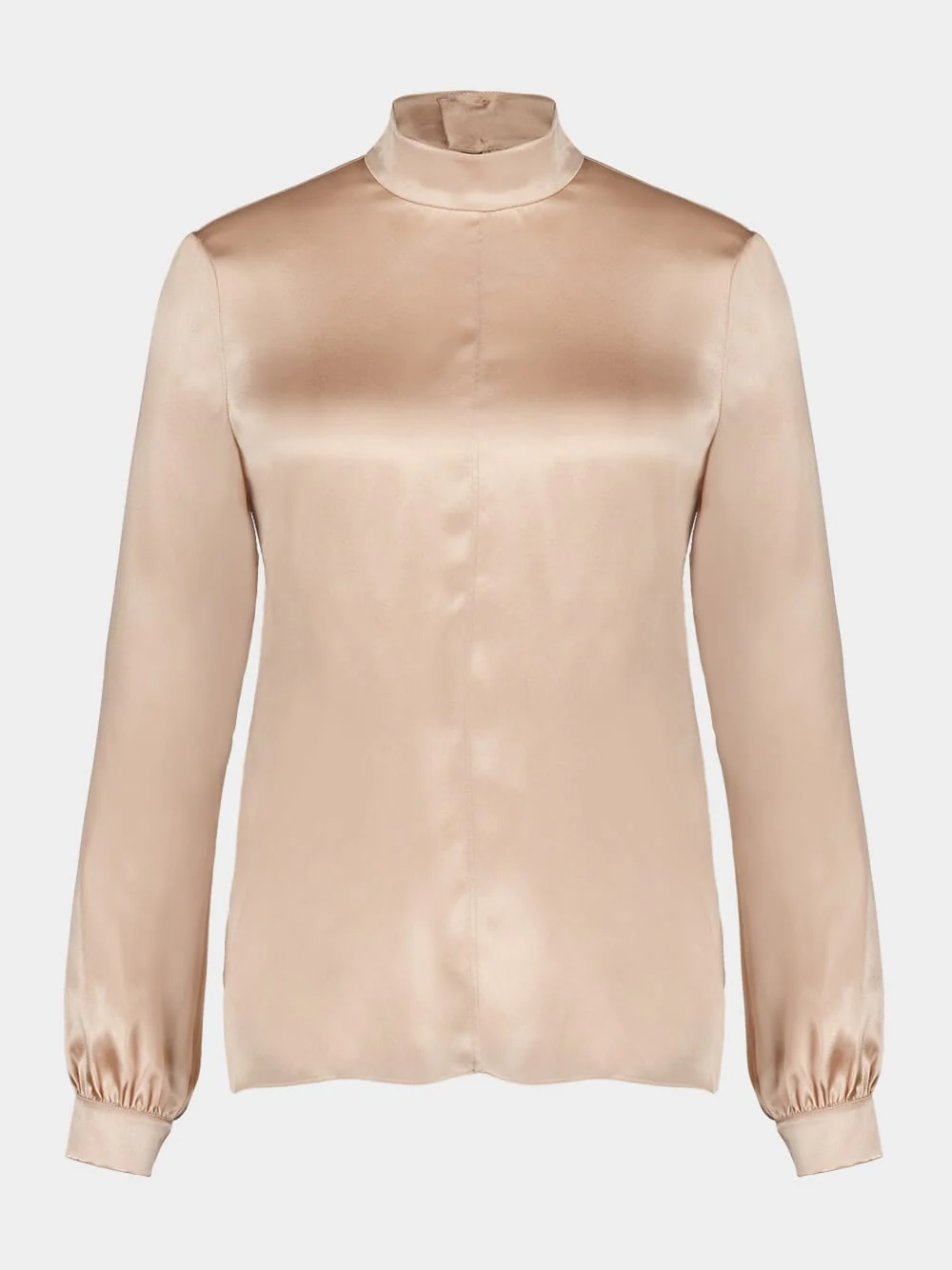Champagne Mock Neck Blouse Charmeuse