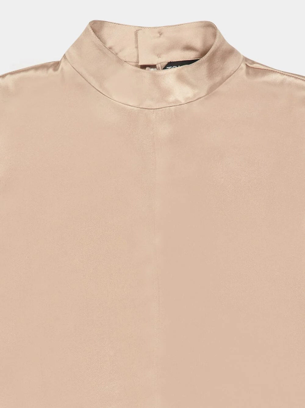 Champagne Mock Neck Blouse Charmeuse - Image 3
