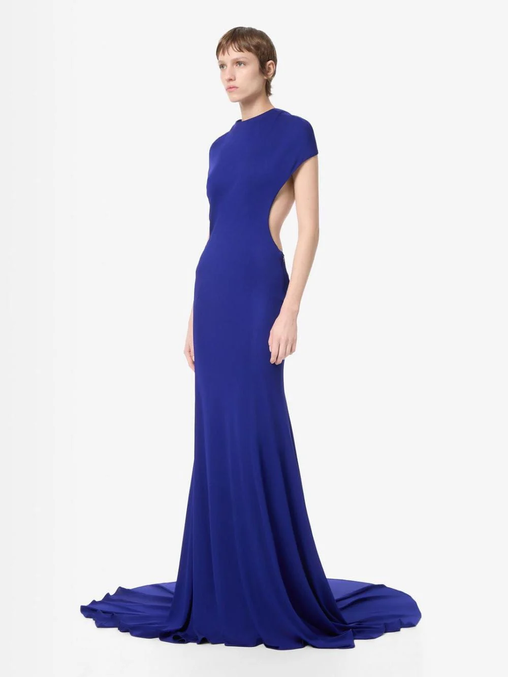 Clematis Blue Impossible Backless Cap Sleeve Evening Dress - Image 3